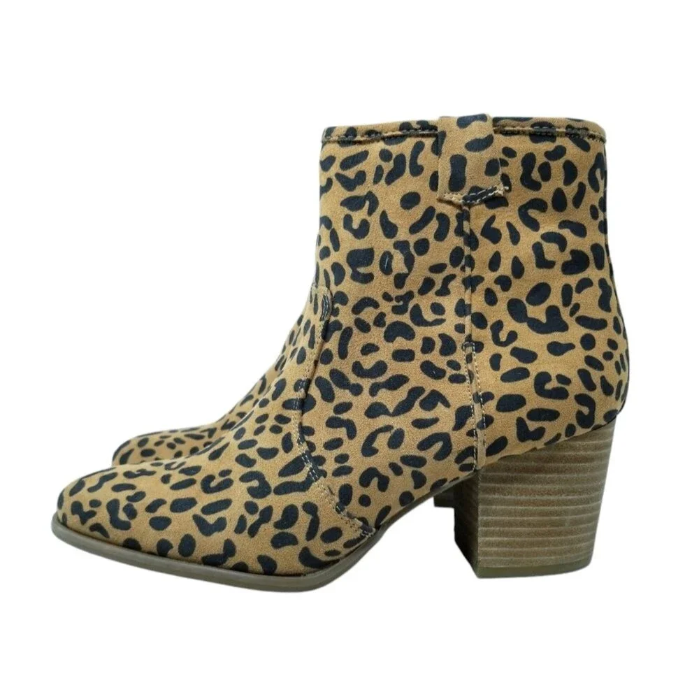 Carlos Santana Leopard Rowan Ankle Boots Size 8